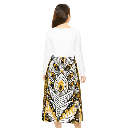Orisha OSHUN Women's Long Sleeve Dance,Gift for Devotee or Godparent! Fall/Winter Lucumi Based Ladies Dress!