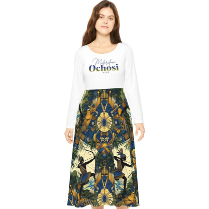 Maferefun OCHOSI Long Sleeve Dress,Gift for Devotee or Godparent! Fall/winter Lucumi based Ochosi Ladies Dress! Ashe Ochosi!