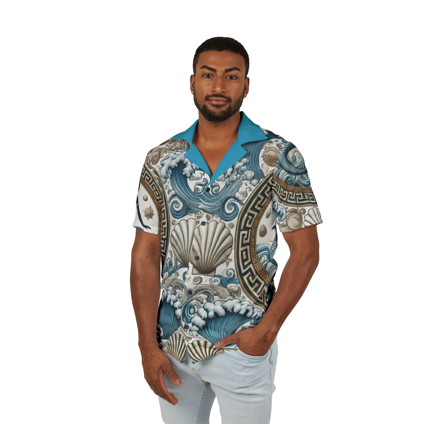 Orisha YEMAYA Hawaiian Style, Button down Shirt! Gift for Godparent or Devotee!