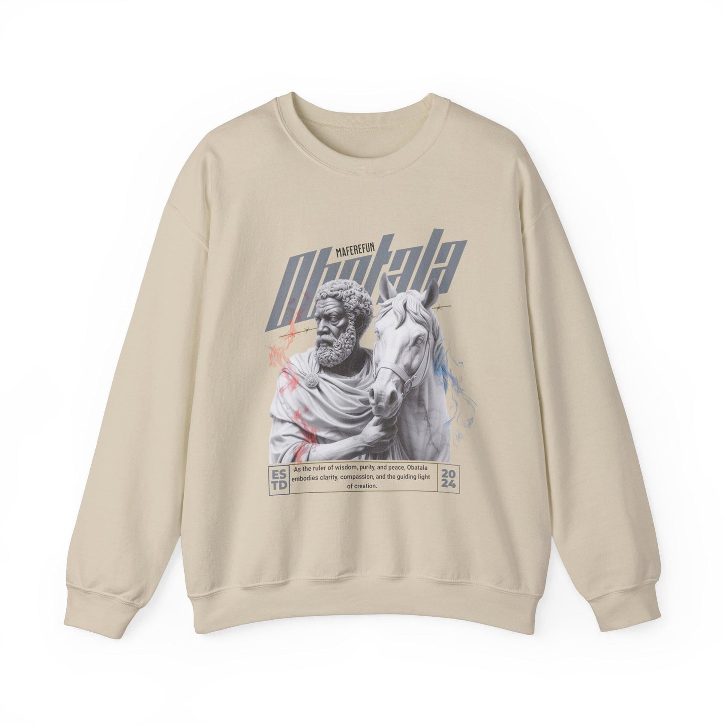 Obatala Marble Style Roman Look Sweatshirt, gift for devotee or godparent! Maferefun Obatala "Ruler of" sweatshirt