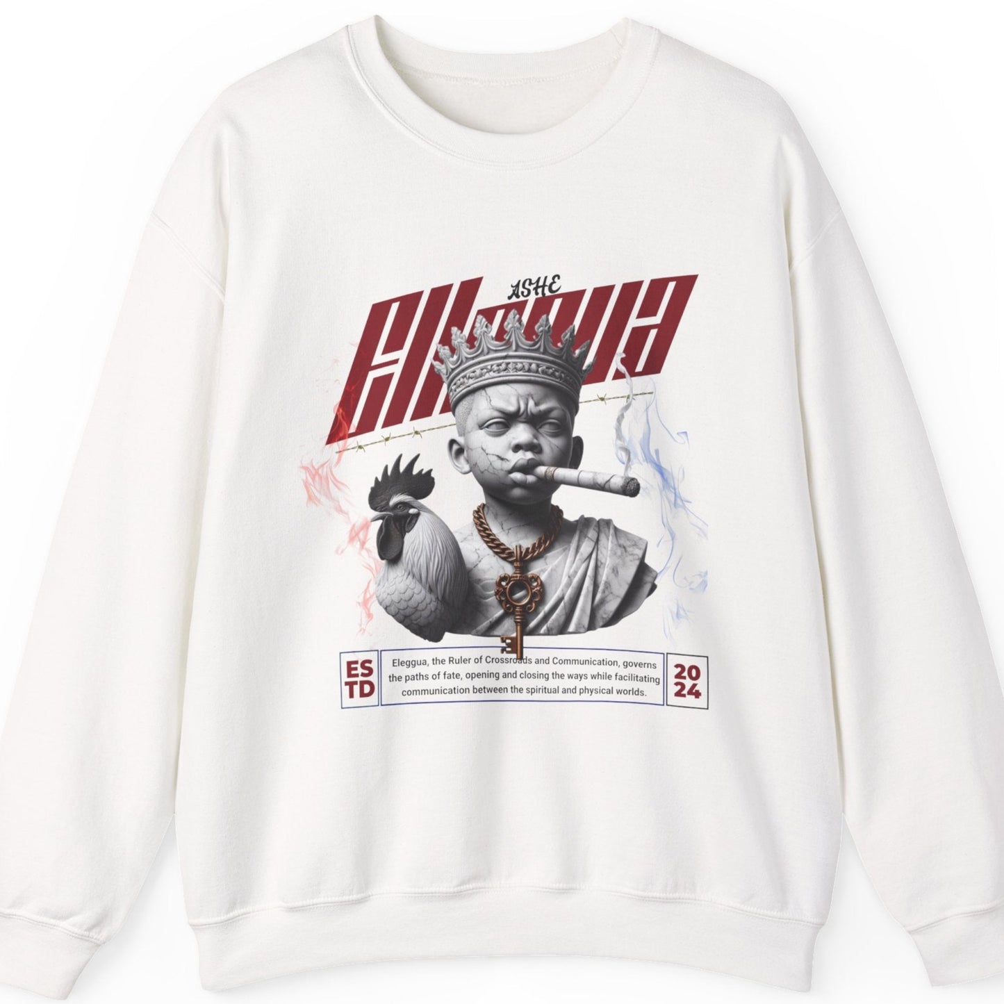 Eleggua "Ruler of All Paths" Marble Style Sweatshirt – Gift for Devotee or Godparent