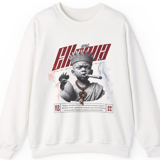 Eleggua "Ruler of All Paths" Marble Style Sweatshirt – Gift for Devotee or Godparent