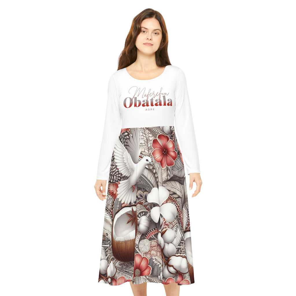 Maferefun OBATALA Long Sleeve Dress! Gift for Devotee or Godparent! Lucumi Based fall/winter Omo OBATALA Ladies Dress!