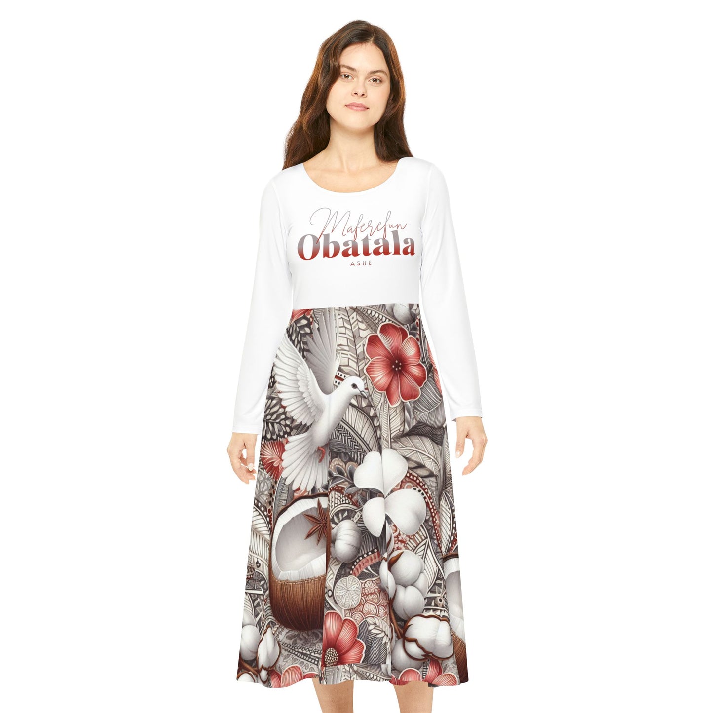 Maferefun OBATALA Long Sleeve Dress! Gift for Devotee or Godparent! Lucumi Based fall/winter Omo OBATALA Ladies Dress!