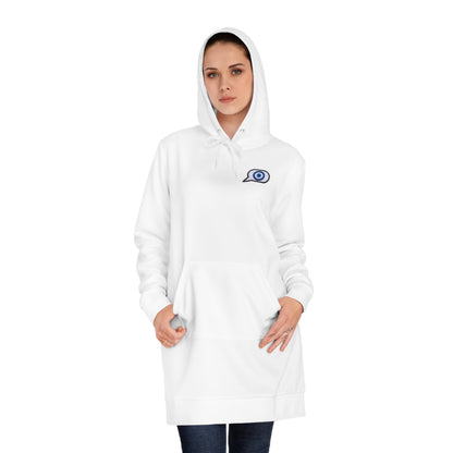 Evil Eye Lace-Up Hoodie Dress — Blue Nazar Charm Back Print