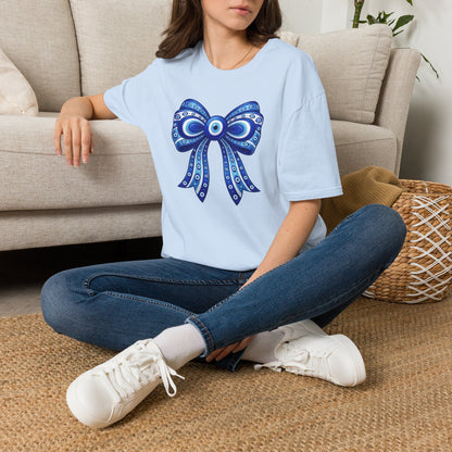 Blue Evil Eye Bow T-Shirt | Nazar Protection Graphic Tee