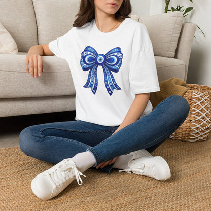 Blue Evil Eye Bow T-Shirt | Nazar Protection Graphic Tee