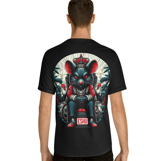 ASHE Jersey, Orisha inspired Urban Royal Crowned ESHU Rat on Throne in the Jungle Baseball Jersey!