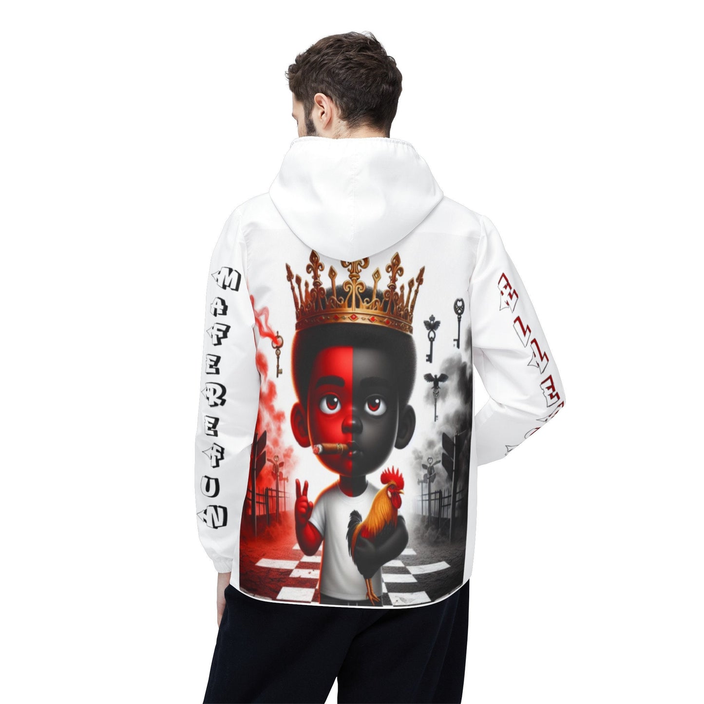 Maferefun Orisha ELLEGUA "Keeper of Keys" white Stylish Ashe Jacket, gift for devotee or godparents,