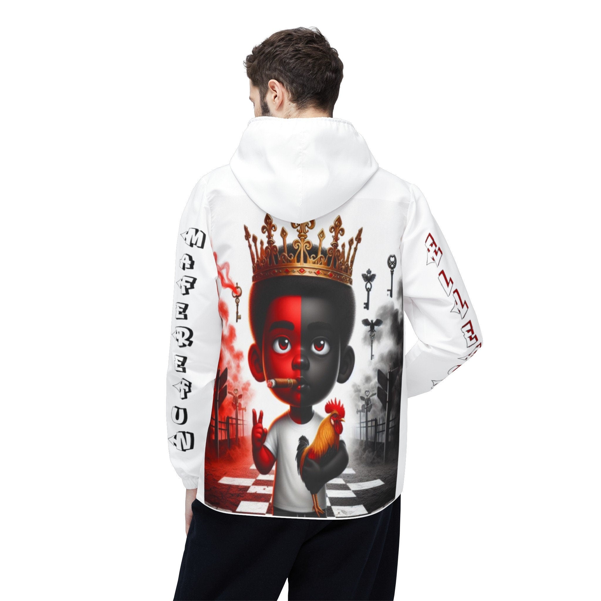 Maferefun Orisha ELLEGUA "Keeper of Keys" white Stylish Ashe Jacket, gift for devotee or godparents,