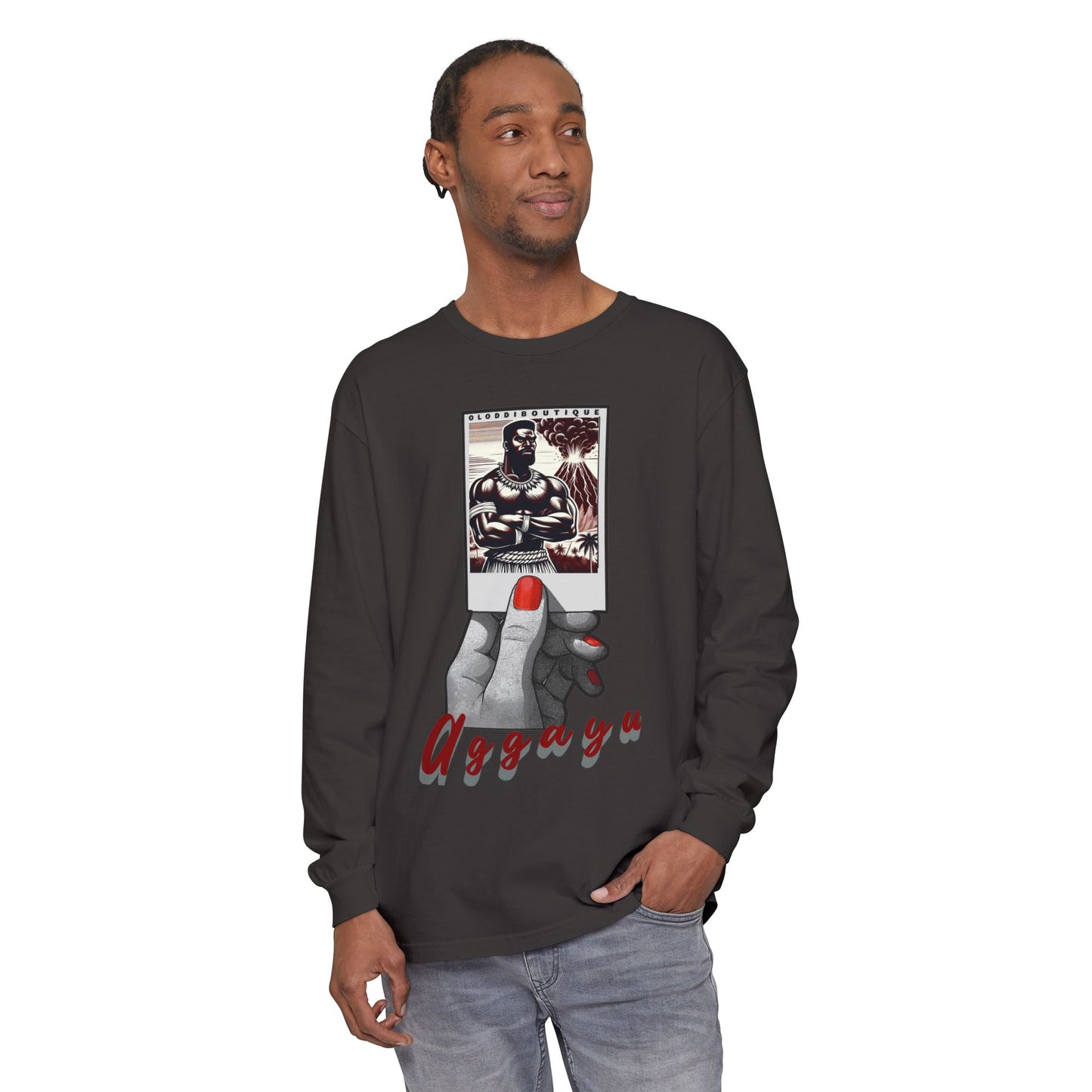 Polaroid Aggayú (Agayu) Long Sleeve Tee for Devotee & Godparent! Orisha Polaroid Collection