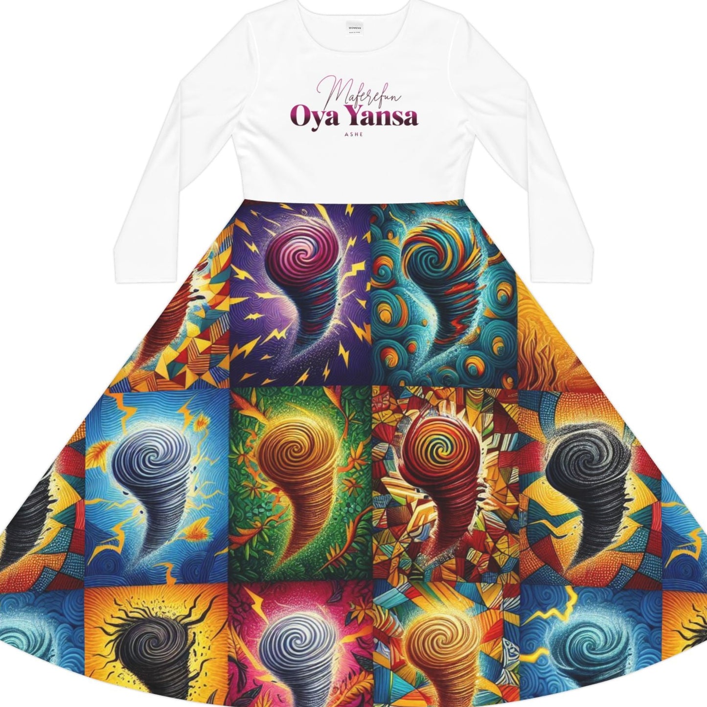 Maferefun OYA YANSA Long Sleeve Dress!Gift for Devotee or Godparent! Fall/Winter Lucumi based Oya yansa Ladies Dress!