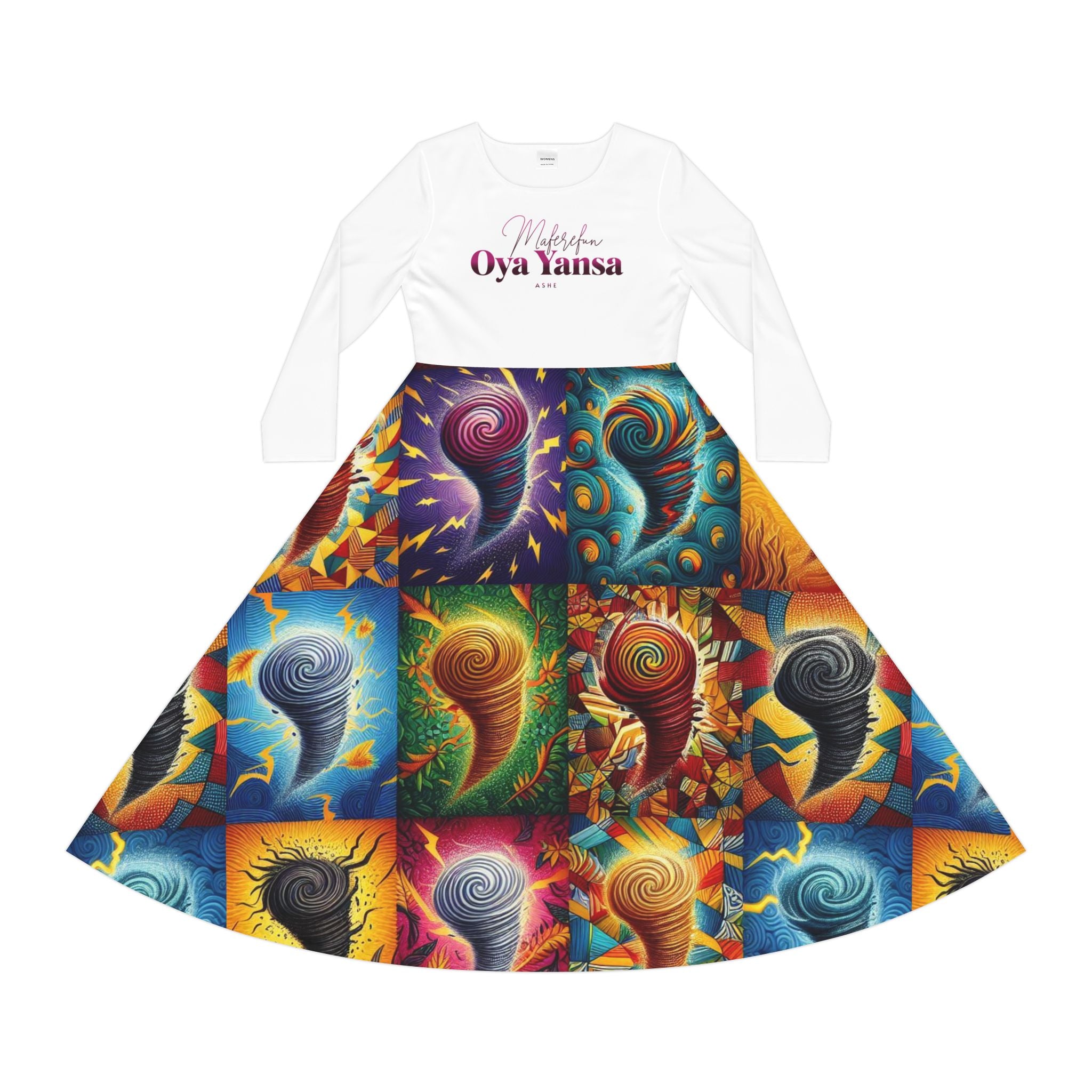 Maferefun OYA YANSA Long Sleeve Dress!Gift for Devotee or Godparent! Fall/Winter Lucumi based Oya yansa Ladies Dress!