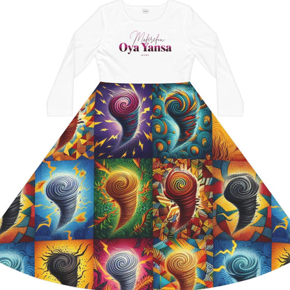 Maferefun OYA YANSA Long Sleeve Dress!Gift for Devotee or Godparent! Fall/Winter Lucumi based Oya yansa Ladies Dress!