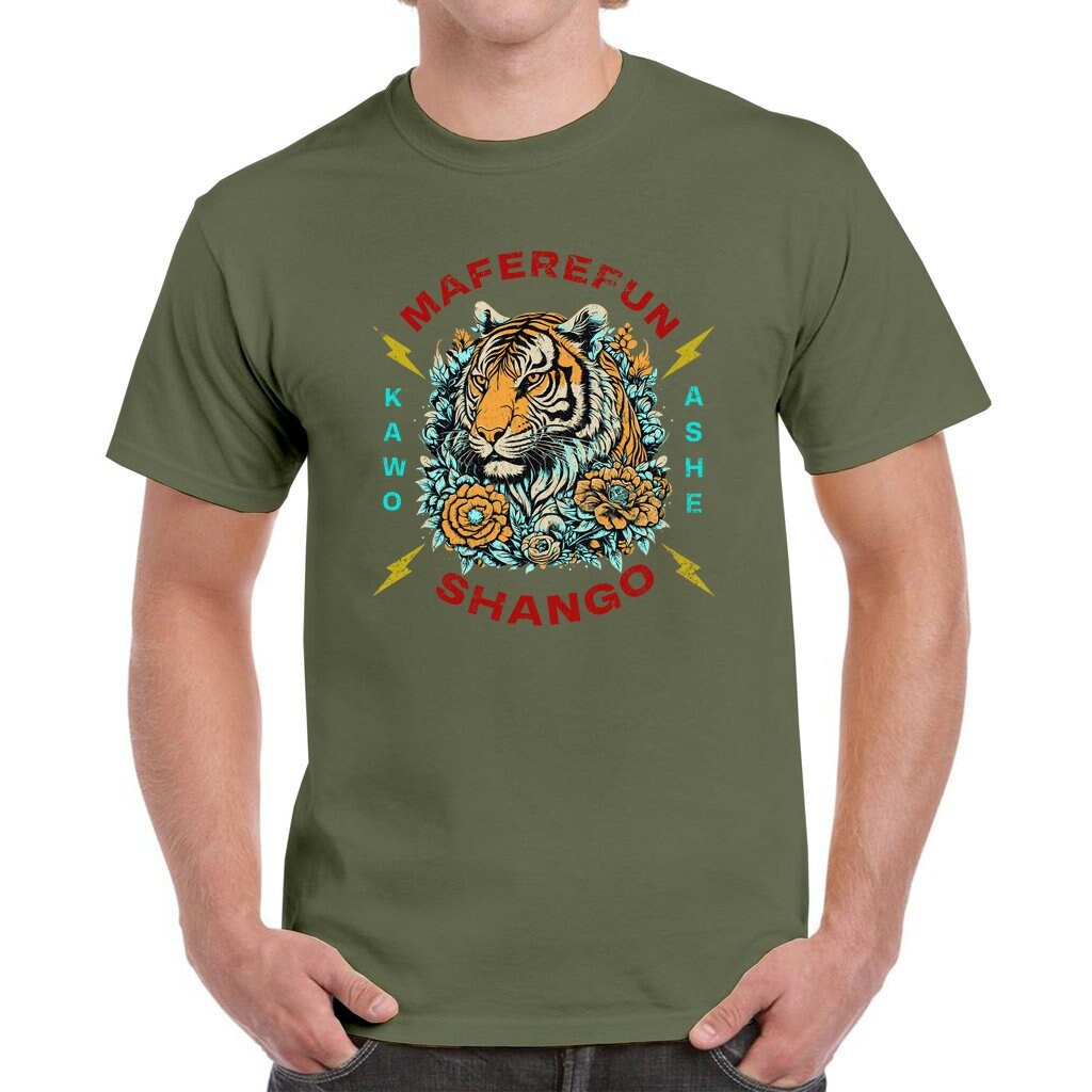 Maferefun SHANGO tiger and lightening Kawo Ashe Tshirt!