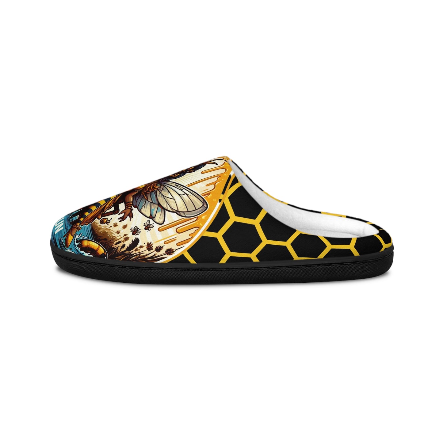 Orisha OSHUN "Royal Bee Fierceness" Indoor Stylish Woman's Slipper's!  Gift for devotee or godparent,Omo Oshun Cute comfy slippers
