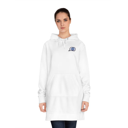 Evil Eye Lace-Up Hoodie Dress — Blue Nazar Charm Back Print