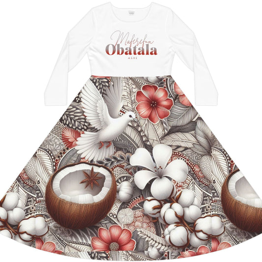 Maferefun OBATALA Long Sleeve Dress! Gift for Devotee or Godparent! Lucumi Based fall/winter Omo OBATALA Ladies Dress!