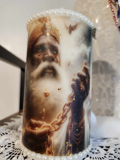 Orisha OBATALA Snails and Pearls Elegant Decor or Custom Candle, Gift for Godparents or Orisha Devotee Obatala Candle!