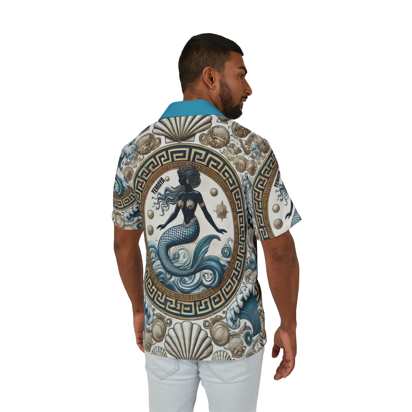 Orisha YEMAYA Hawaiian Style, Button down Shirt! Gift for Godparent or Devotee!