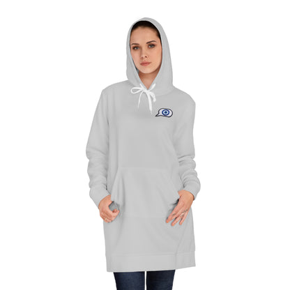 Evil Eye Lace-Up Hoodie Dress — Blue Nazar Charm Back Print