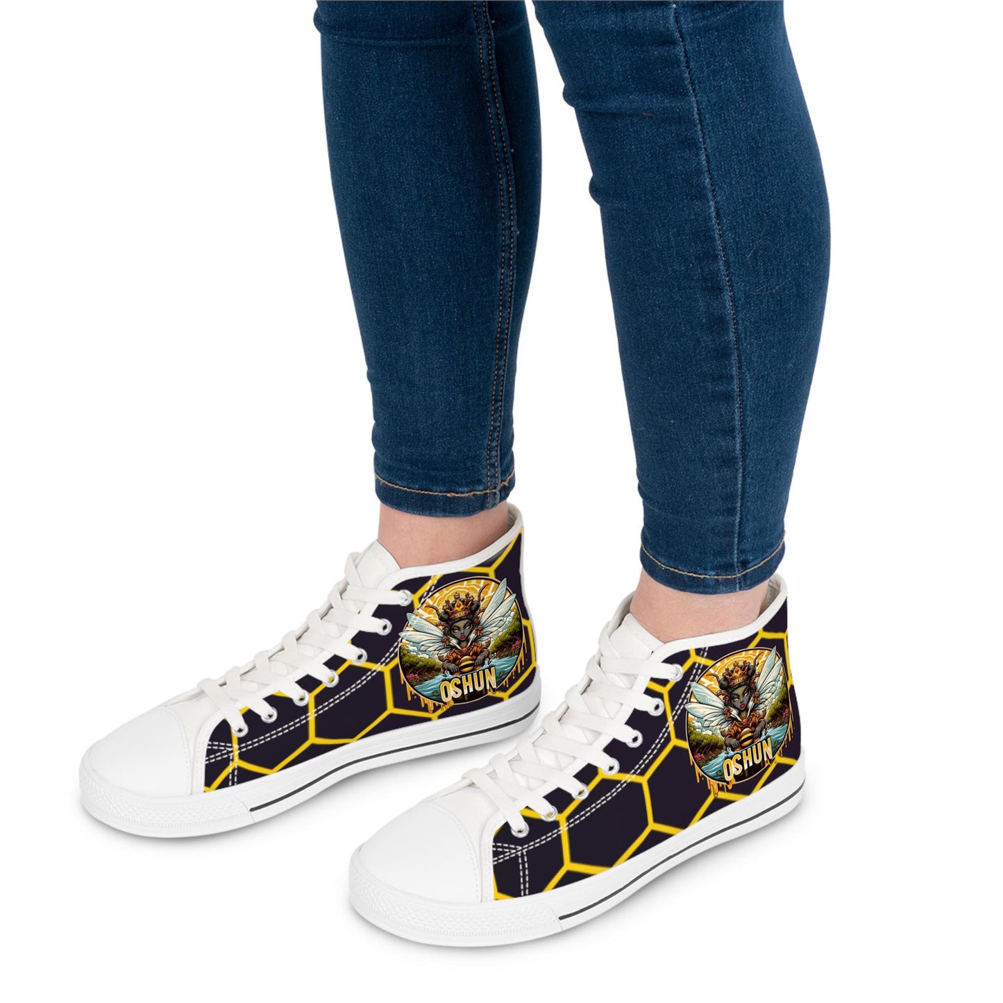 Orisha OSHUN "Honeycomb" High-Top Sneaker! Gift for Devotee or Godparent! Stylish Spiritual Footwear!!