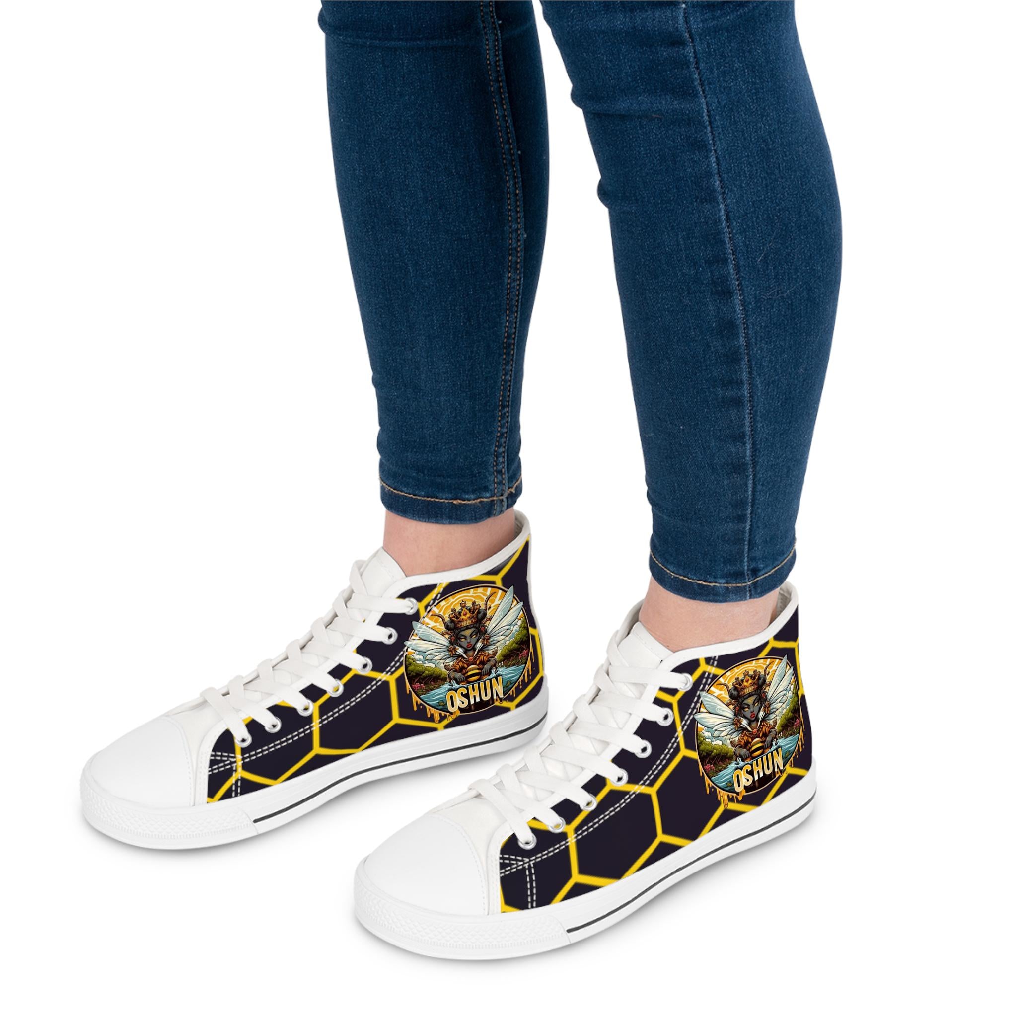 Orisha OSHUN "Honeycomb" High-Top Sneaker! Gift for Devotee or Godparent! Stylish Spiritual Footwear!!