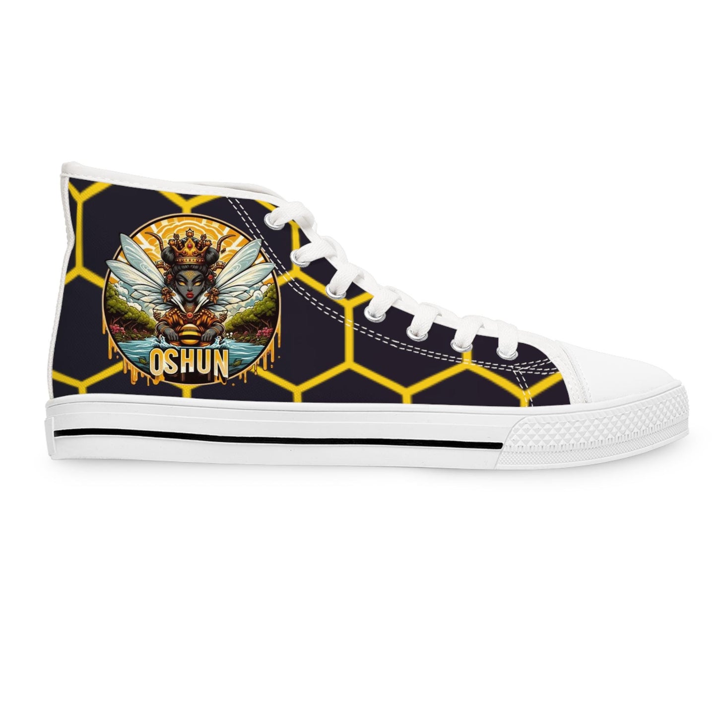 Orisha OSHUN "Honeycomb" High-Top Sneaker! Gift for Devotee or Godparent! Stylish Spiritual Footwear!!