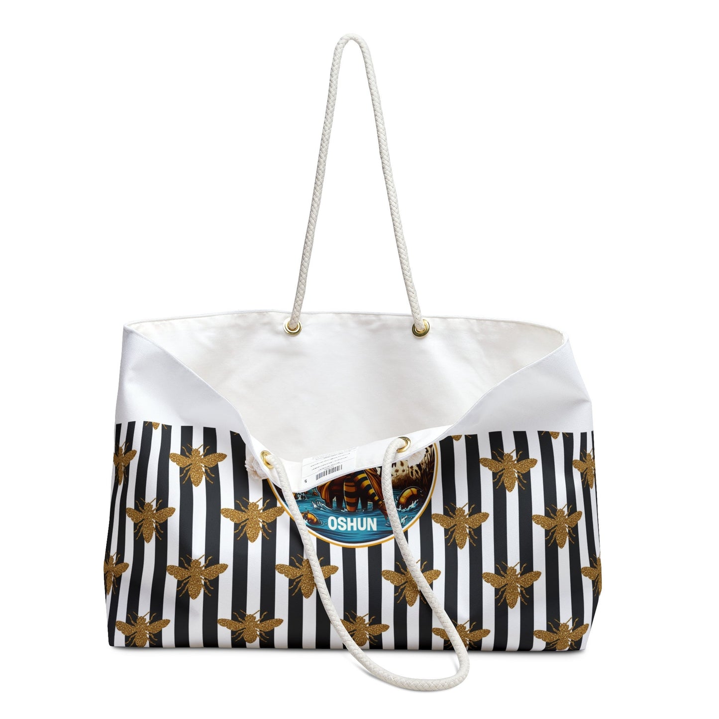 Orisha OSHUN "Golden Bees and Black Strips" Weekender on the go Stylish Bag! Gift of devotee of Godparent orisha Purse/bag