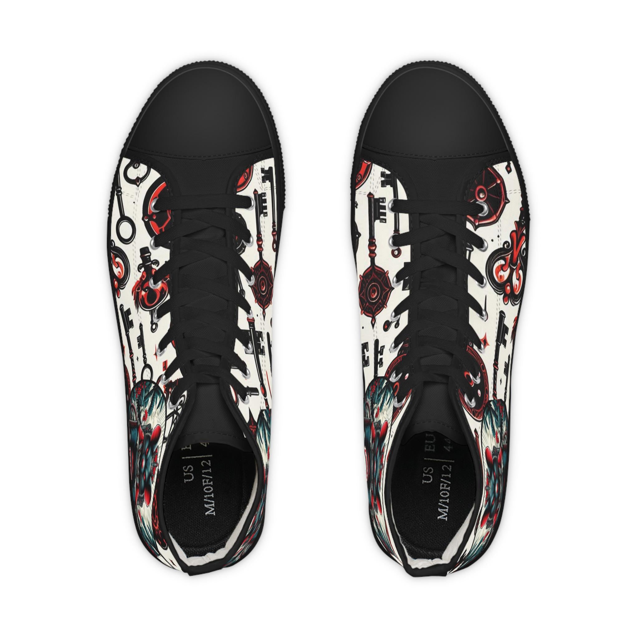 Orisha ESHU inspired "KEY HOLDER" High Top Sneakers! Gift for devotee or godparent! Stylish Orisha based Footwear/Sneakers