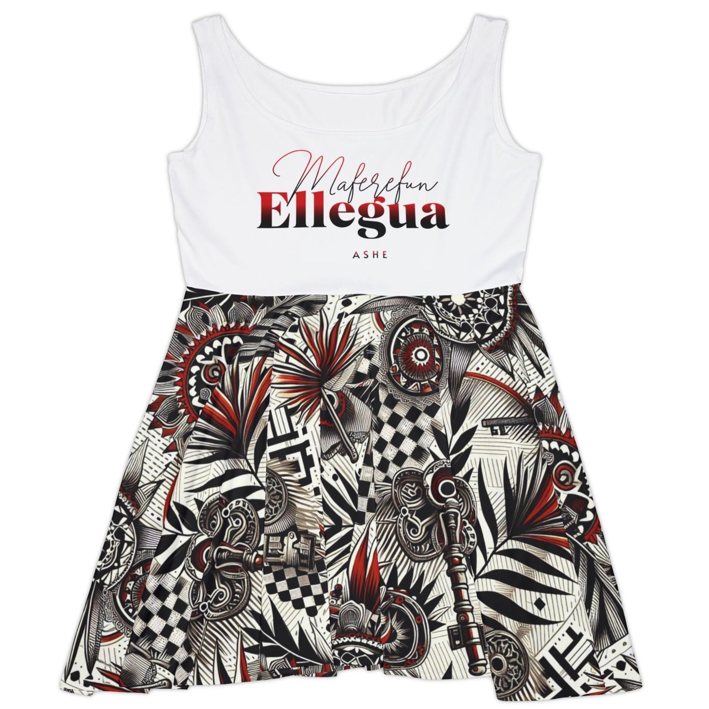 Orisha ELLEGUA Summer  Skater Style Dress! Gift for Devotee or Godparent! Lucumi based Ellegua Dress!