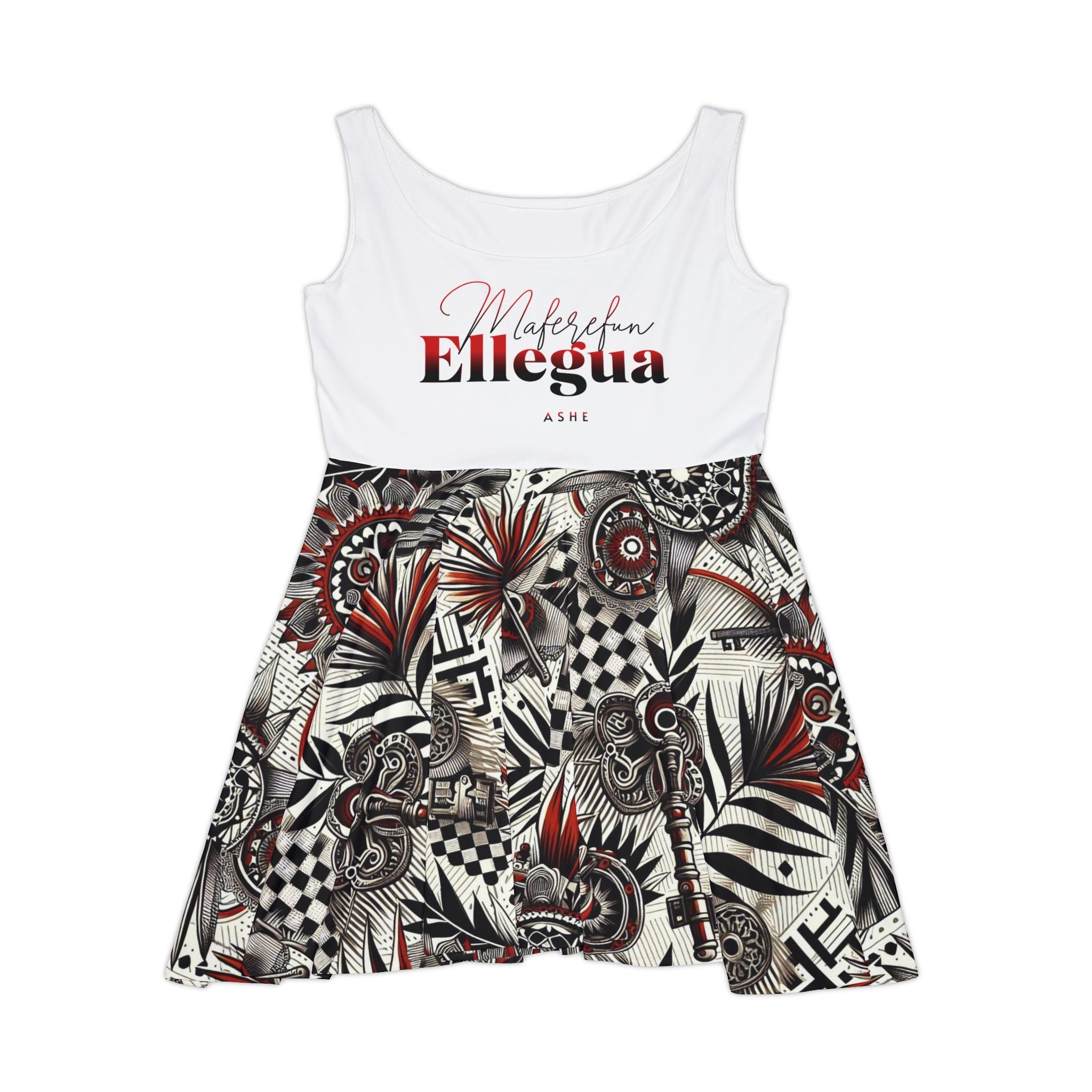 Orisha ELLEGUA Summer  Skater Style Dress! Gift for Devotee or Godparent! Lucumi based Ellegua Dress!