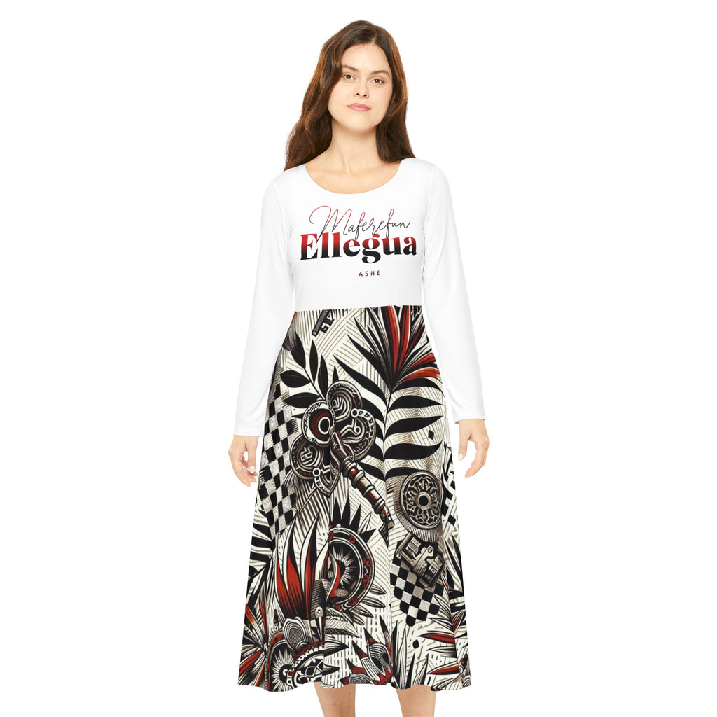 Maferefun ELLEGUA Long Sleeve Dress! Gift For Devotee or Godparent! Fall/Winter Lucumi Based Ladies Dress!