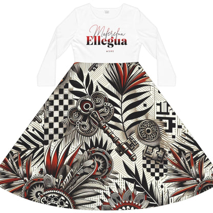 Maferefun ELLEGUA Long Sleeve Dress! Gift For Devotee or Godparent! Fall/Winter Lucumi Based Ladies Dress!