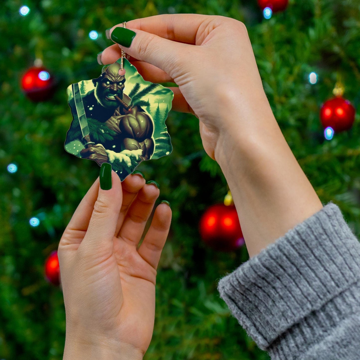 Orisha OGGUN Winter Theme  Ornament! Festive ORISHA Ornaments! Gift for devotee or godparent!