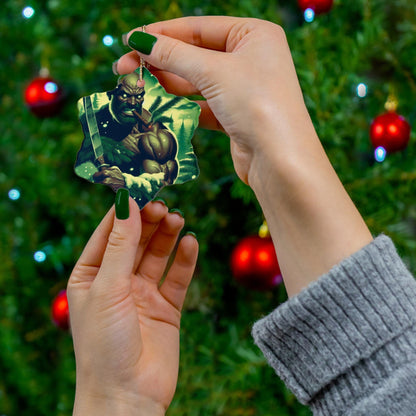 Orisha OGGUN Winter Theme  Ornament! Festive ORISHA Ornaments! Gift for devotee or godparent!