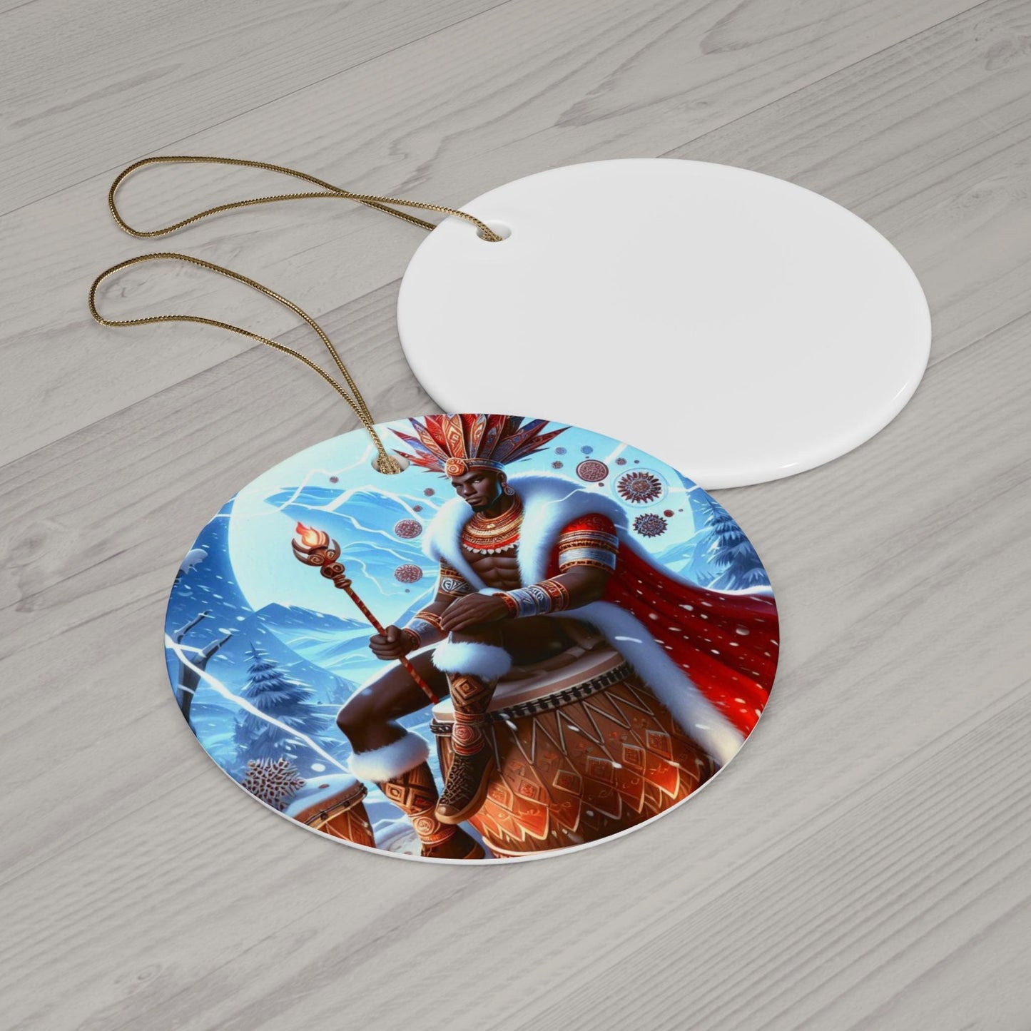 Orisha CHANGO Winter themed ornament!  Orisha Based Holiday Ornament! gift for devotee or godparent!