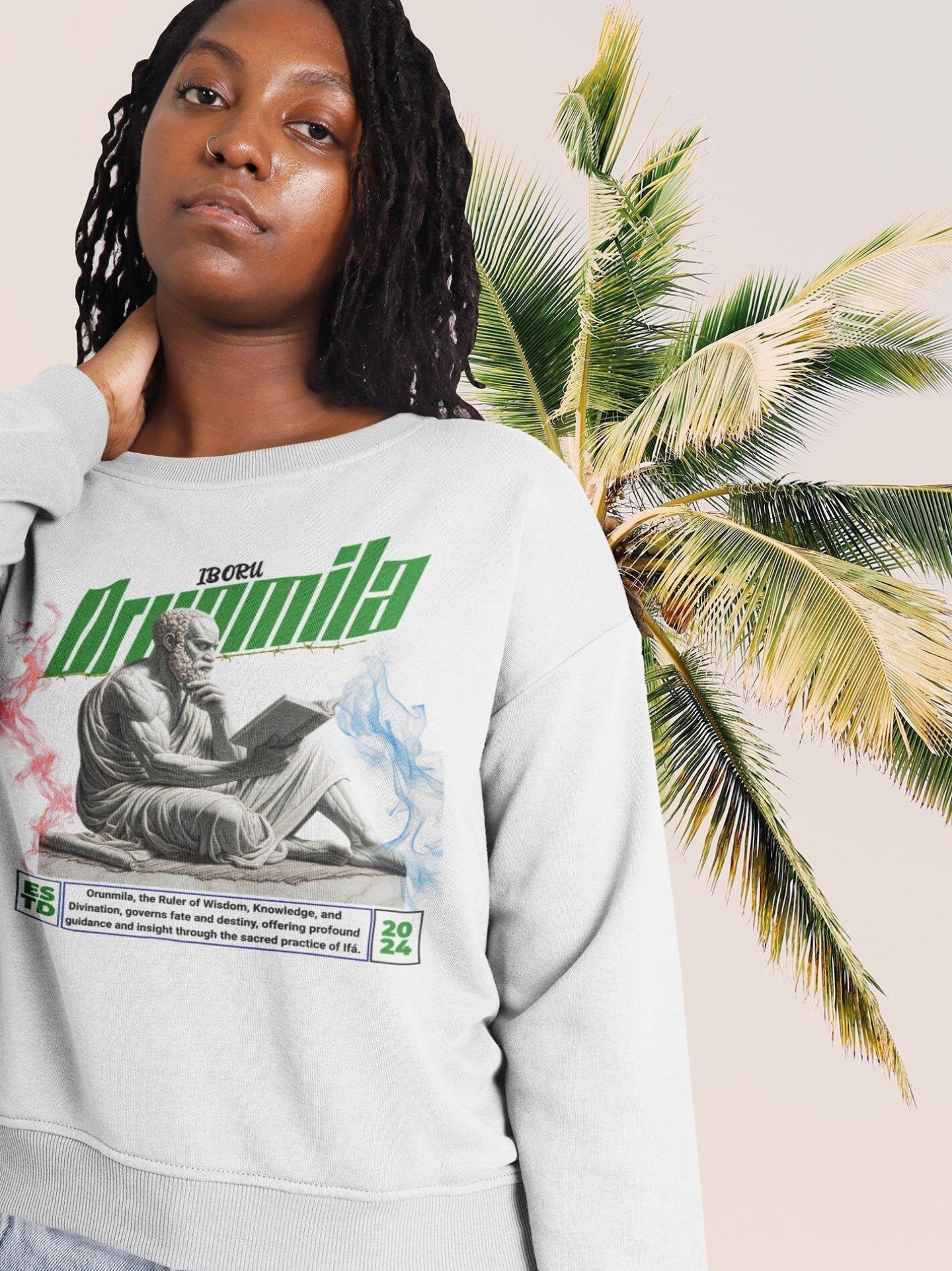 Orisha Orunmila “Marble Royalty” Sweatshirt – Ruler of Wisdom | Gift for Devotee or Godparent