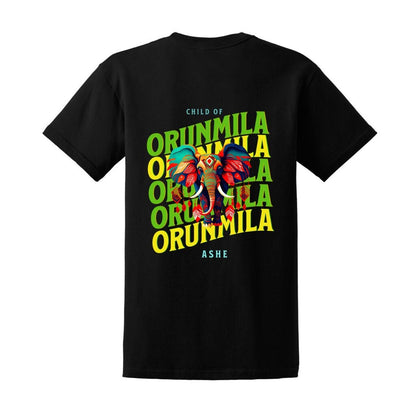 Orisha ORUNMILA Elephant Ashe Retro Tshirt, IFA Orunmila "child of Orunmila" Elephant Afroculture Tshirt