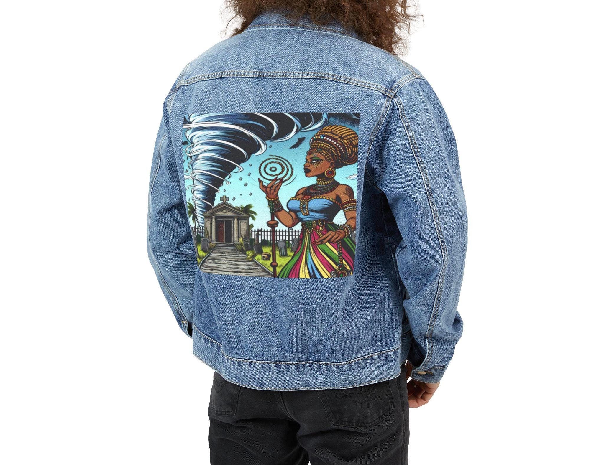 Orisha OYA YANSA Denim Pop Art Jean Jacket! Gift for Godparent or Devotee