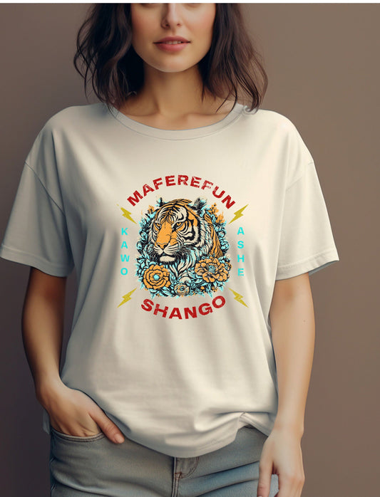 Maferefun SHANGO tiger and lightening Kawo Ashe Tshirt!