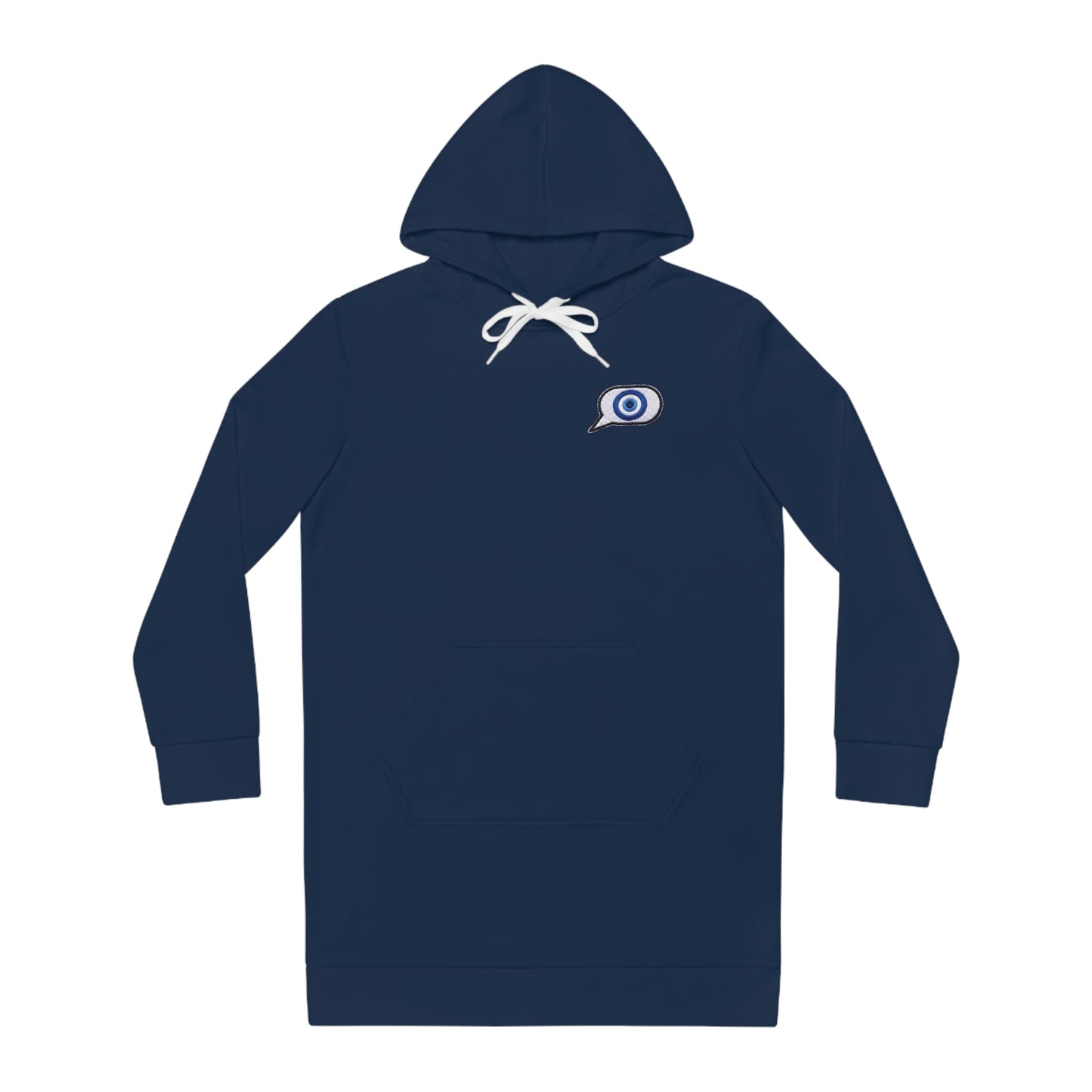 Copy of Copy of Evil Eye Lace-Up Hoodie Dress — Blue Nazar Charm Back Print