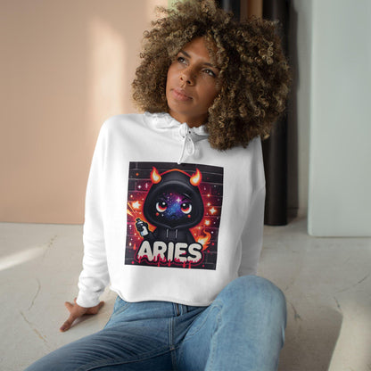 Cosmic Aries Crop Hoodie - Trendy Astrology Sweatshirt for Zodiac Lovers, Cute Gift for Birthdays, Astrology Fashion, Unique Style