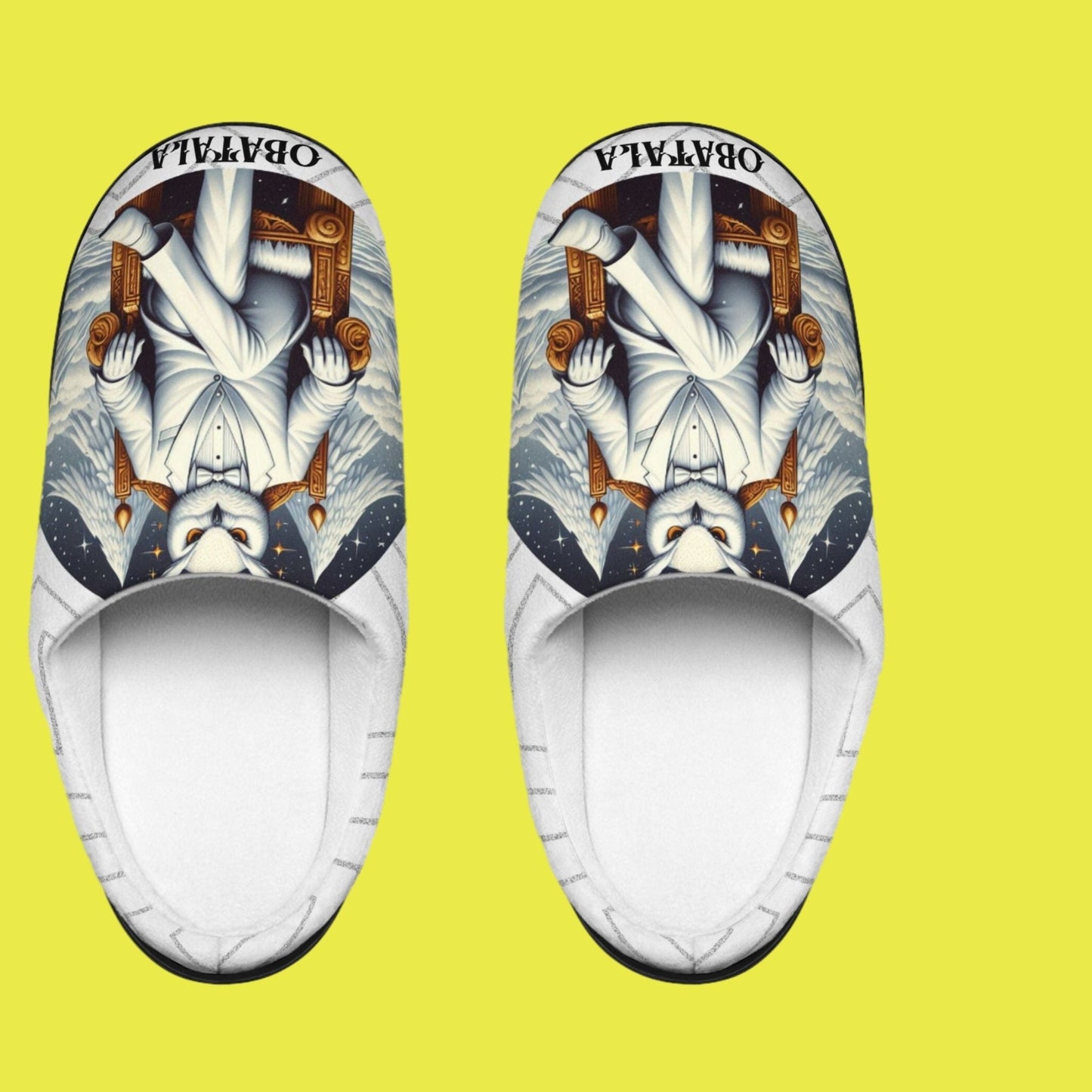 Orisha OBATALA "wise owl"  Stylish Comfy indoor Slippers, omo obatala, Gift for Devotee or Godparent slippers!!