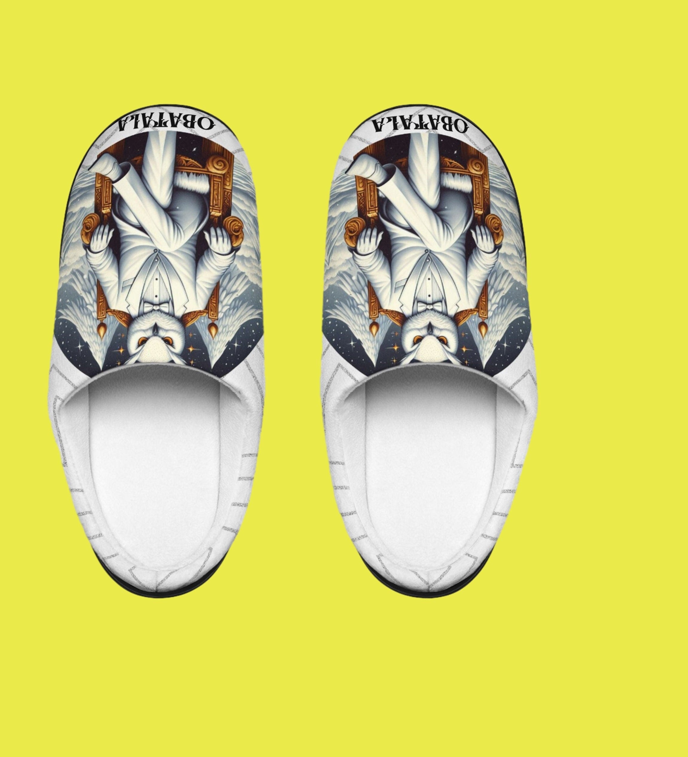 Orisha OBATALA "wise owl"  Stylish Comfy indoor Slippers, omo obatala, Gift for Devotee or Godparent slippers!!