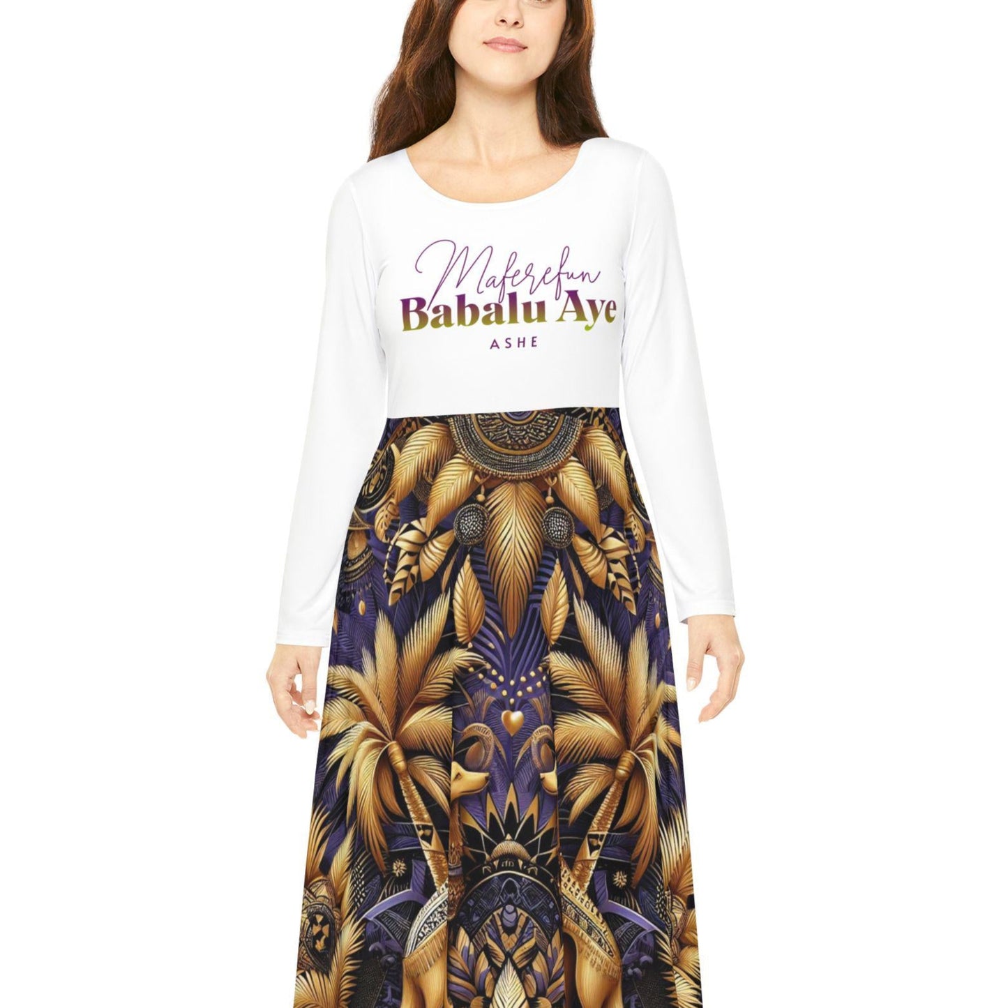 Maferefun "BABALU AYE" Long Sleeve Dress! Gift for Devotee or GodParent! Fall/Winter Lucumi Tradition Inspired Dress!