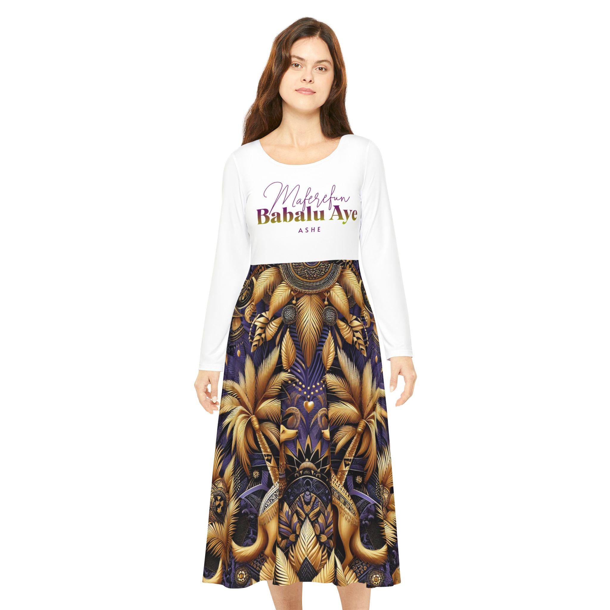 Maferefun "BABALU AYE" Long Sleeve Dress! Gift for Devotee or GodParent! Fall/Winter Lucumi Tradition Inspired Dress!