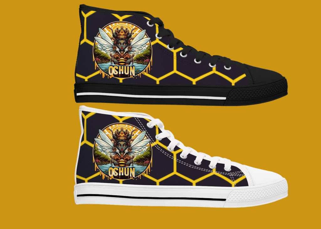 Orisha OSHUN "Honeycomb" High-Top Sneaker! Gift for Devotee or Godparent! Stylish Spiritual Footwear!!