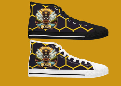 Orisha OSHUN "Honeycomb" High-Top Sneaker! Gift for Devotee or Godparent! Stylish Spiritual Footwear!!
