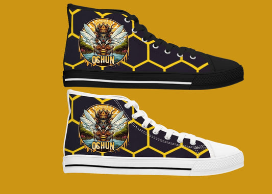 Orisha OSHUN "Honeycomb" High-Top Sneaker! Gift for Devotee or Godparent! Stylish Spiritual Footwear!!